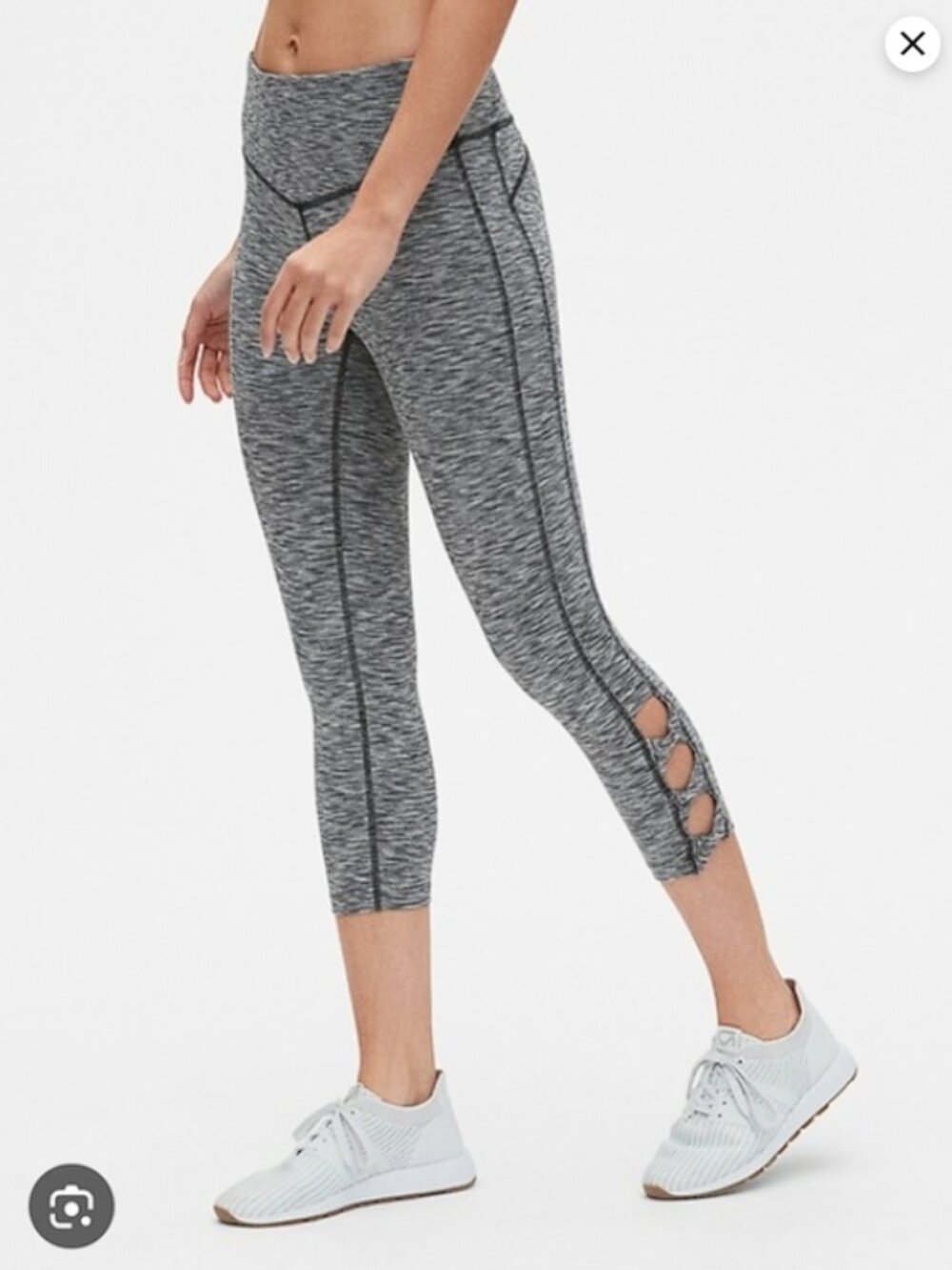 GapFit GFAST High Waisted Blackout Capri Leggings Grey Space Dye (L) EUC